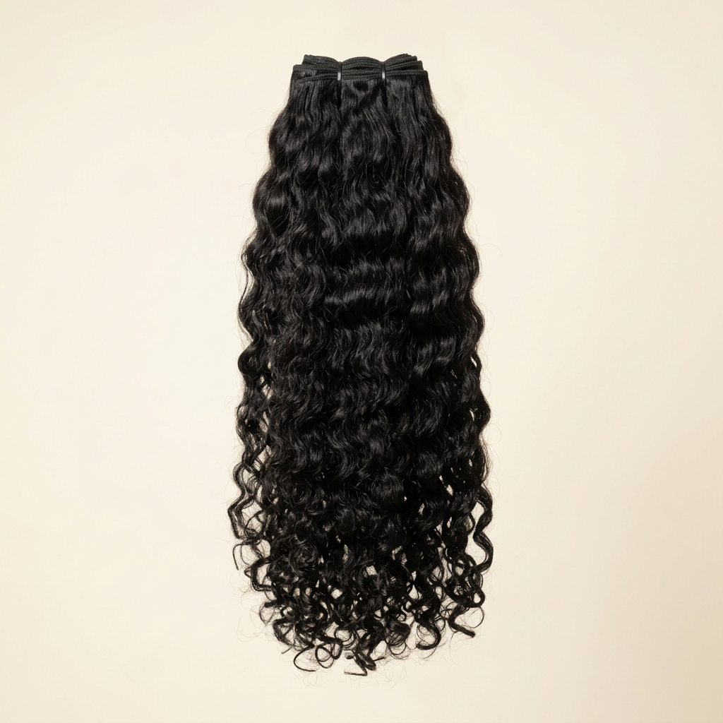Dark curly hair on an ivory background